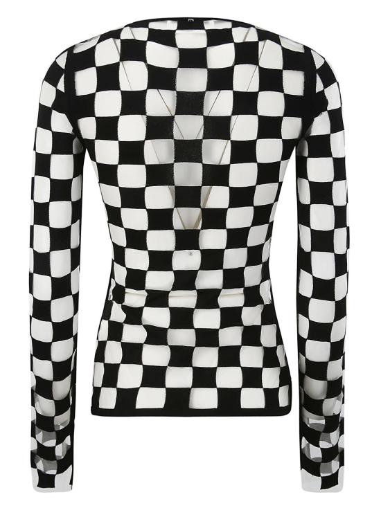  막스마라 스웨터 막스 마라 체커보드 패턴 크루넥 니트 점퍼 - MAX MARA