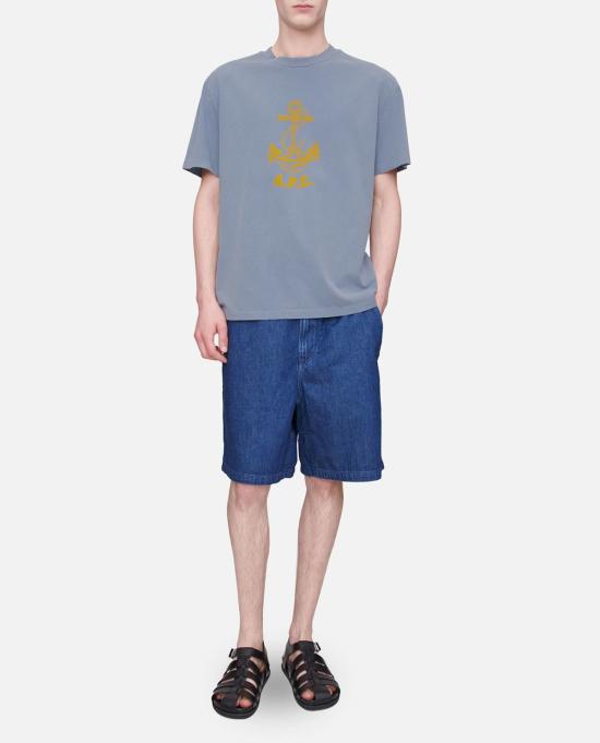  아페쎄 탑 A.P.C. 데이비 티셔츠 클리어 블루 - A.P.C.