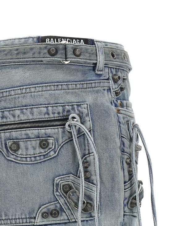  발렌시아가 데님 스커트 카골 데님 미니 스커트 블루 - BALENCIAGA