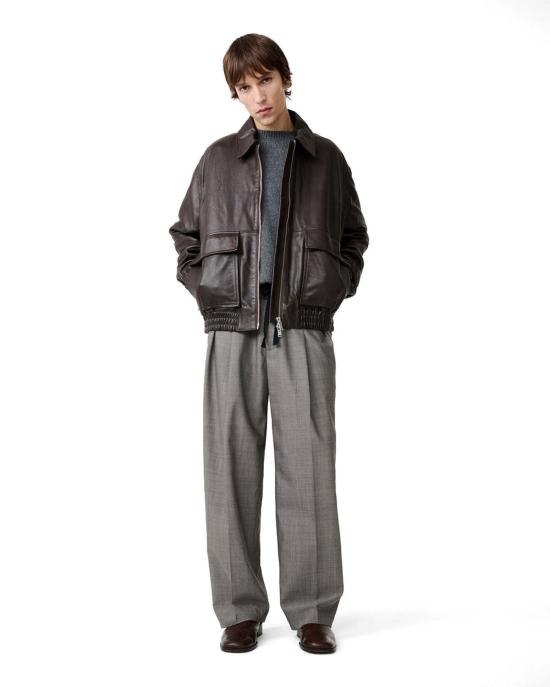  스튜디오 니콜슨 봄버 자켓 피스톤 가죽 봄버 재킷 브라운 - STUDIO NICHOLSON