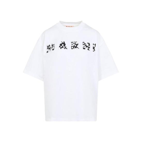  마르니 반팔 티셔츠 마니 팝 필즈 로고 티셔츠 화이트