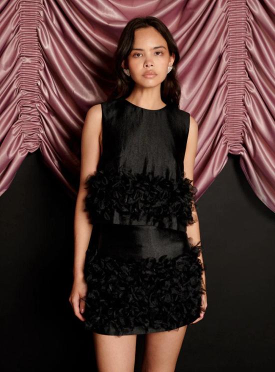  시스터 제인 블라우스 플룸 오르간자 탑 콜 블랙