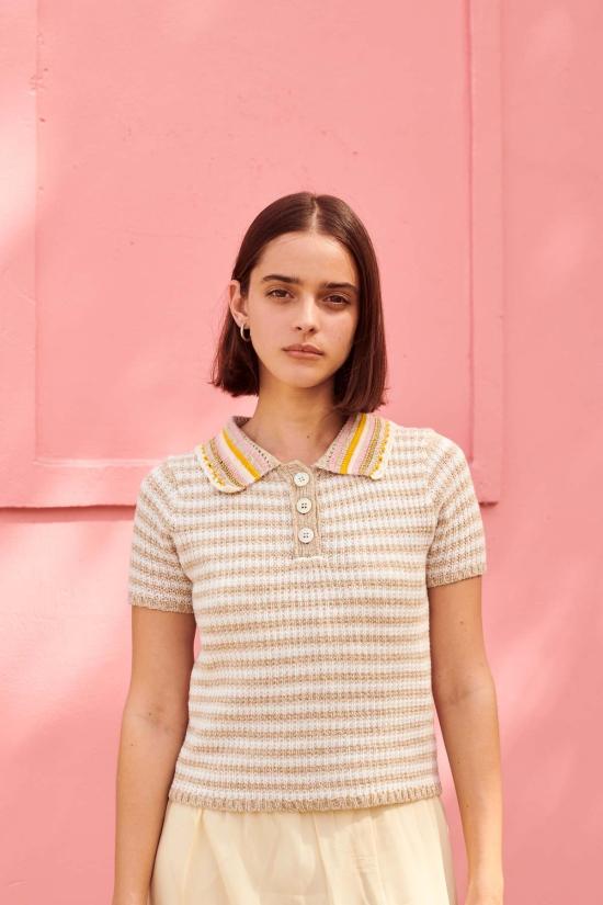  지지 니트웨어 블라우스 크로셰 폴로 탑 - GIGI KNITWEAR