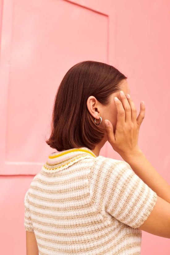  지지 니트웨어 블라우스 크로셰 폴로 탑 - GIGI KNITWEAR