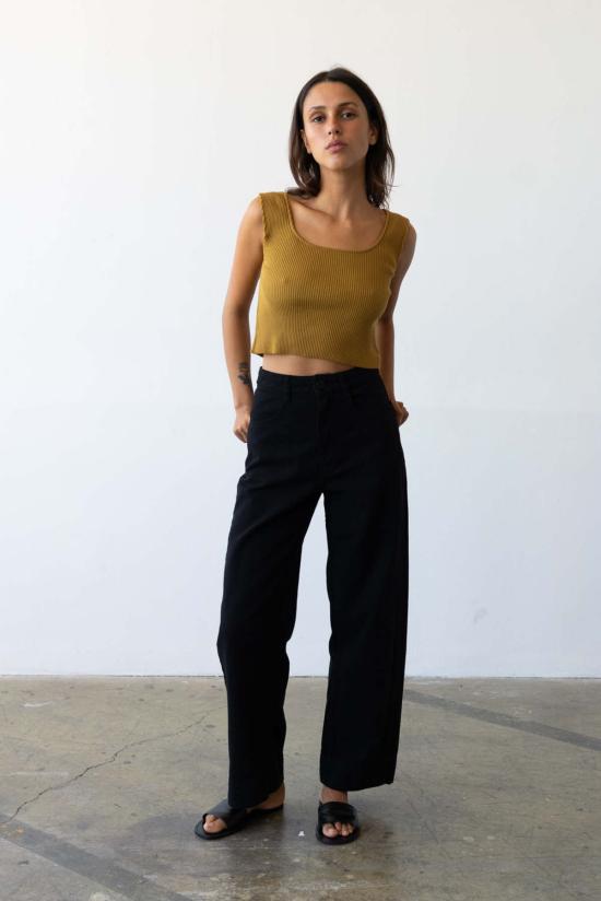  왈츠 데님 팬츠 와이드핏 진 블랙