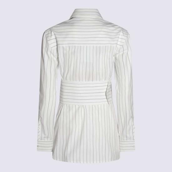  버버리 셔츠 화이트 코튼 셔츠 스트링/콜 - BURBERRY