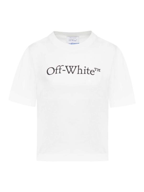  오프화이트 민소매 티셔츠 빅 로고 북키쉬 크롭 티 화이트 블랙