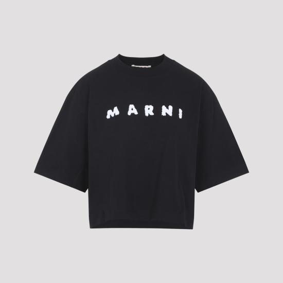  마르니 반팔 티셔츠 티셔츠 블랙 - MARNI