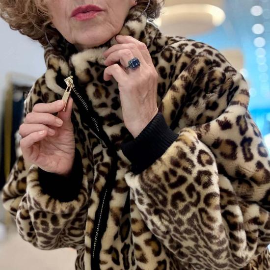  APOINT ETC 봄버 자켓 Apoint Etc 블루종 봄버 재킷 레오파드 - OTHER BRANDS