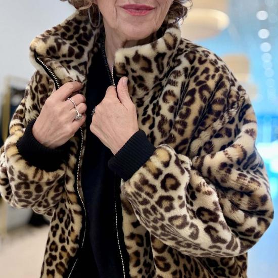  APOINT ETC 봄버 자켓 Apoint Etc 블루종 봄버 재킷 레오파드 - OTHER BRANDS