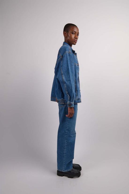 Outland denim 데님 팬츠 아웃랜드 데님 에이브릴 로우 슬라우치 와이드 레그 진 모멘트 미드 블루 - OTHER BRANDS