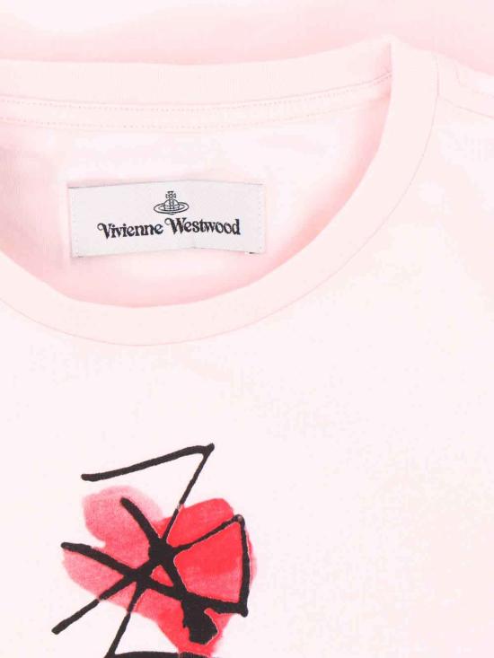  비비안웨스트우드 반팔 티셔츠 비비안 웨스트우드 클래식 티셔츠 핑크 - VIVIENNE WESTWOOD