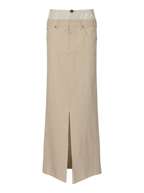  마르지엘라 롱 스커트 메종  버튼 장식  아이보리