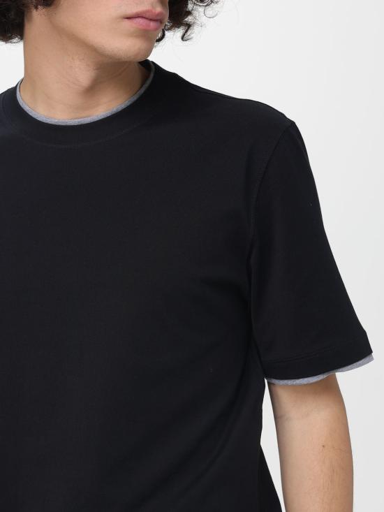 26SS 브루넬로 쿠치넬리 자수 로고 티셔츠 M0B137427 CCB75 Black - BRUNELLO CUCINELLI