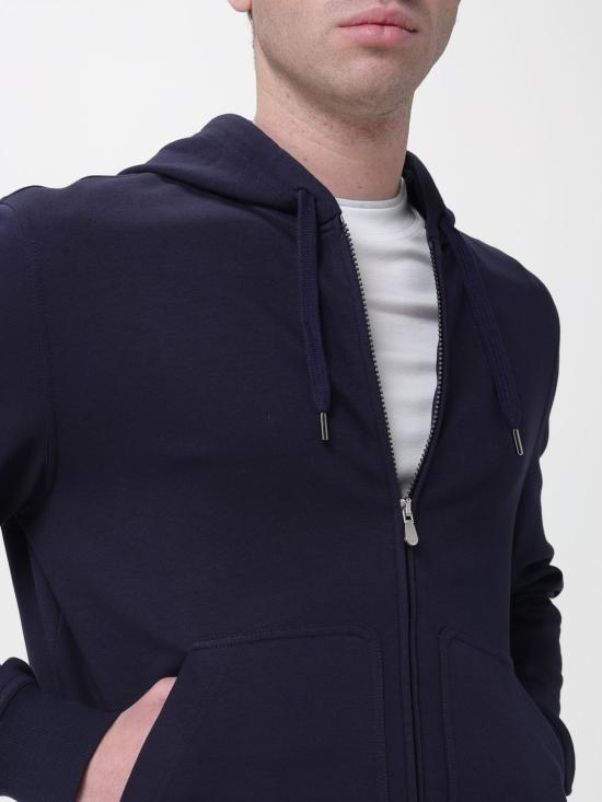 26SS 브루넬로 쿠치넬리 테크노 코튼 플리스 후드 집업 MW8639069G C6134 Blue - BRUNELLO CUCINELLI