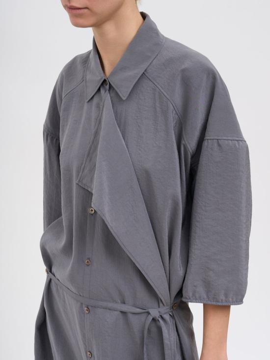 26SS 르메르 비대칭 셔츠 드레스 드라이 실크 DR1162LF1308 BK928 Grey - LEMAIRE