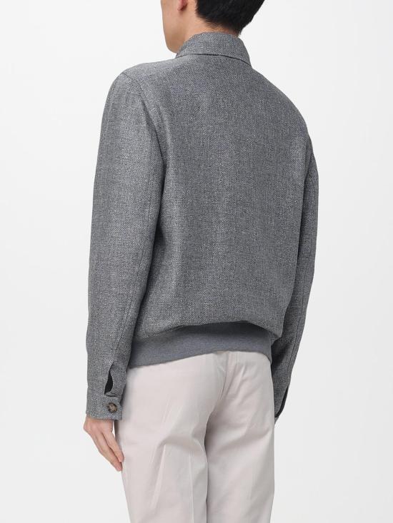 26SS 브루넬로 쿠치넬리 실크 리넨 울 믹스드 홉색 블루종 MZ4036581 C032 Grey - BRUNELLO CUCINELLI