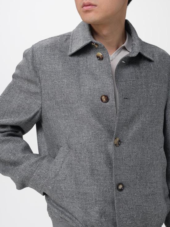 26SS 브루넬로 쿠치넬리 실크 리넨 울 믹스드 홉색 블루종 MZ4036581 C032 Grey - BRUNELLO CUCINELLI