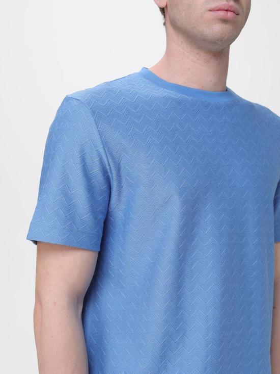 26SS 미소니 반팔 티셔츠 BS26SL01BJ00QM S72PA Blue - MISSONI