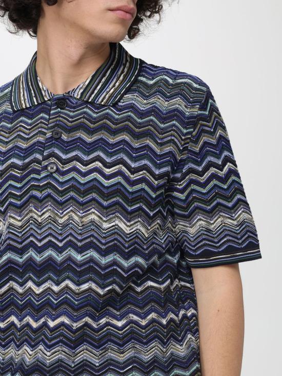 26SS 미소니 폴로 티셔츠 US26S20QBK01HR S72PD Blue - MISSONI