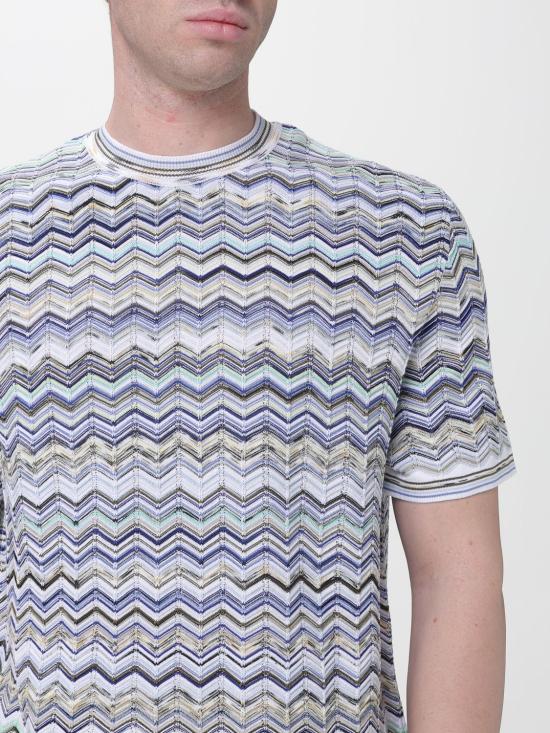 26SS 미소니 반팔 티셔츠 US26SL0JBK01HR SM9YV Blue - MISSONI