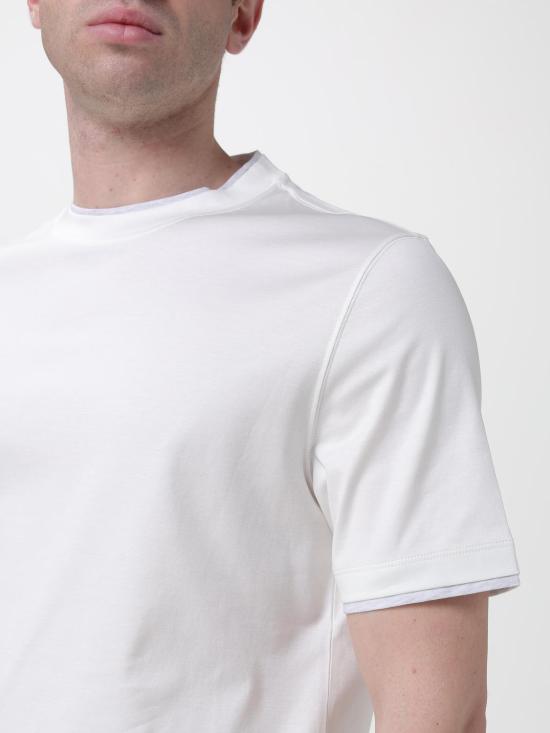 26SS 브루넬로 쿠치넬리 자수 로고 티셔츠 M0B137427 CA819 Beige - BRUNELLO CUCINELLI