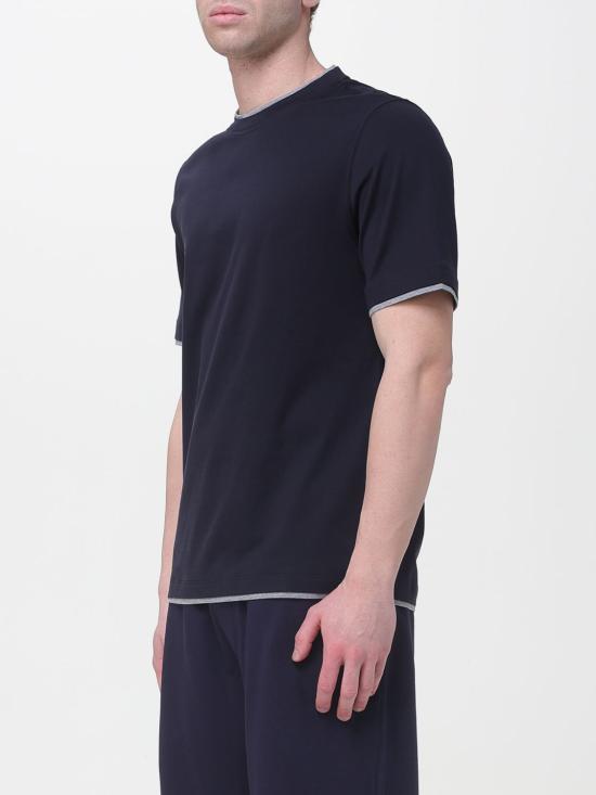 26SS 브루넬로 쿠치넬리 자수 로고 티셔츠 M0B137427 CW893 Blue 1 - BRUNELLO CUCINELLI