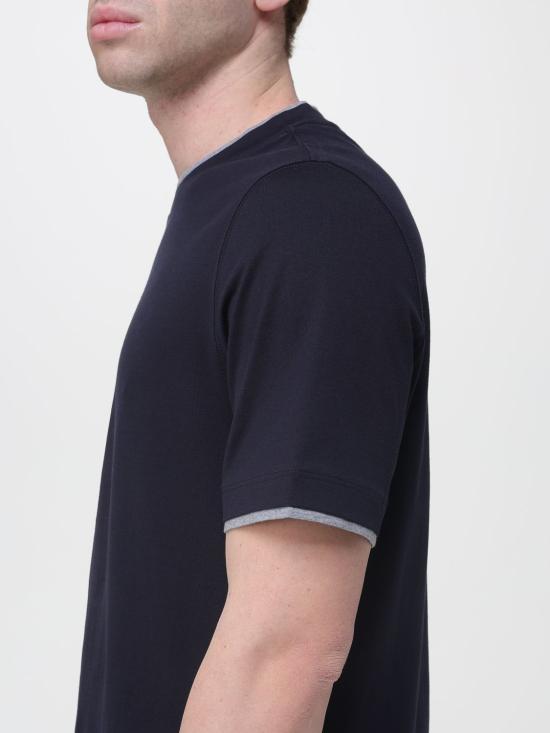 26SS 브루넬로 쿠치넬리 자수 로고 티셔츠 M0B137427 CW893 Blue 1 - BRUNELLO CUCINELLI