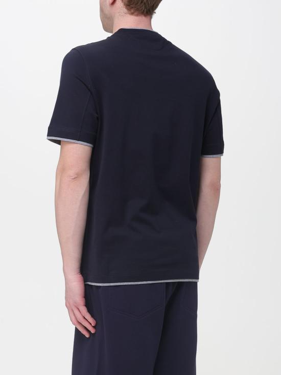 26SS 브루넬로 쿠치넬리 자수 로고 티셔츠 M0B137427 CW893 Blue 1 - BRUNELLO CUCINELLI