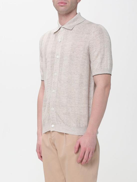 26SS 브루넬로 쿠치넬리 리넨 립 코튼 반소매 셔츠 M2L707805 CSN89 Brown - BRUNELLO CUCINELLI