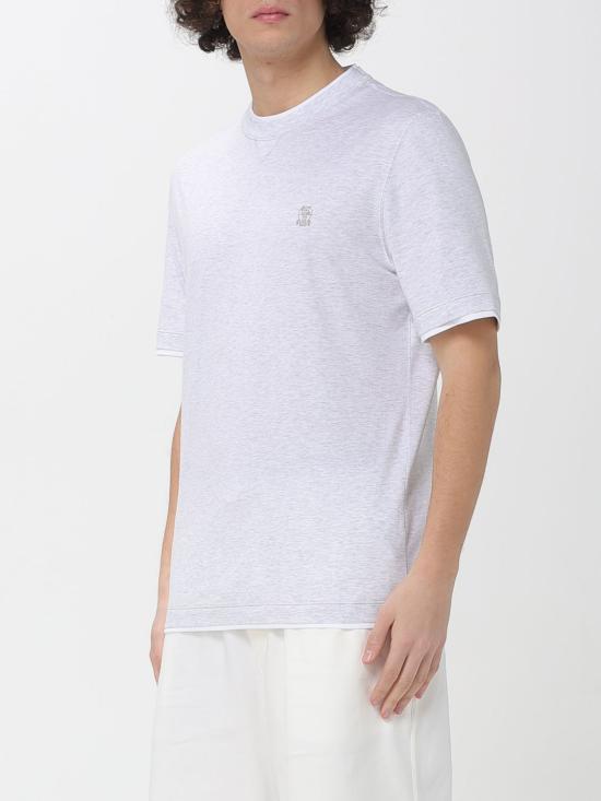 26SS 브루넬로 쿠치넬리 레이어링 코튼 저지 크루넥 티셔츠 M0B137451G CY887 Grey - BRUNELLO CUCINELLI