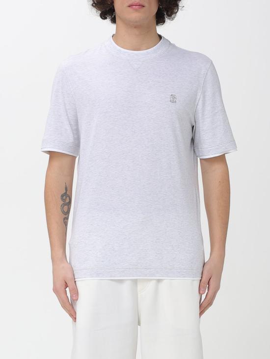 26SS 브루넬로 쿠치넬리 레이어링 코튼 저지 크루넥 티셔츠 M0B137451G CY887 Grey