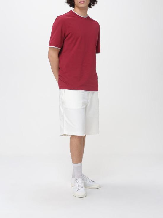 26SS 브루넬로 쿠치넬리 자수 로고 티셔츠 M0B137427 CLL16 Cherry - BRUNELLO CUCINELLI