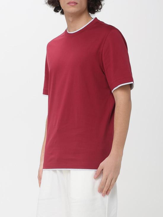 26SS 브루넬로 쿠치넬리 자수 로고 티셔츠 M0B137427 CLL16 Cherry - BRUNELLO CUCINELLI