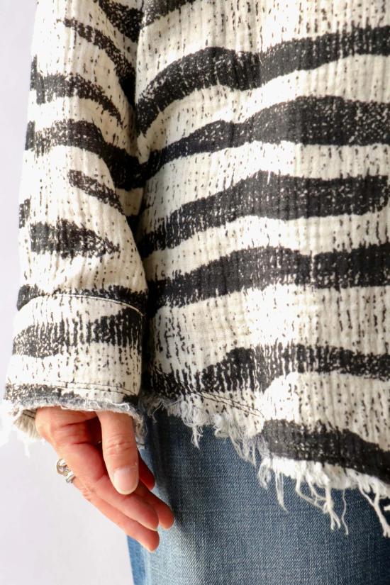  알13 탑 R13 슈레디드 솔기 드롭넥 셔츠 - R13