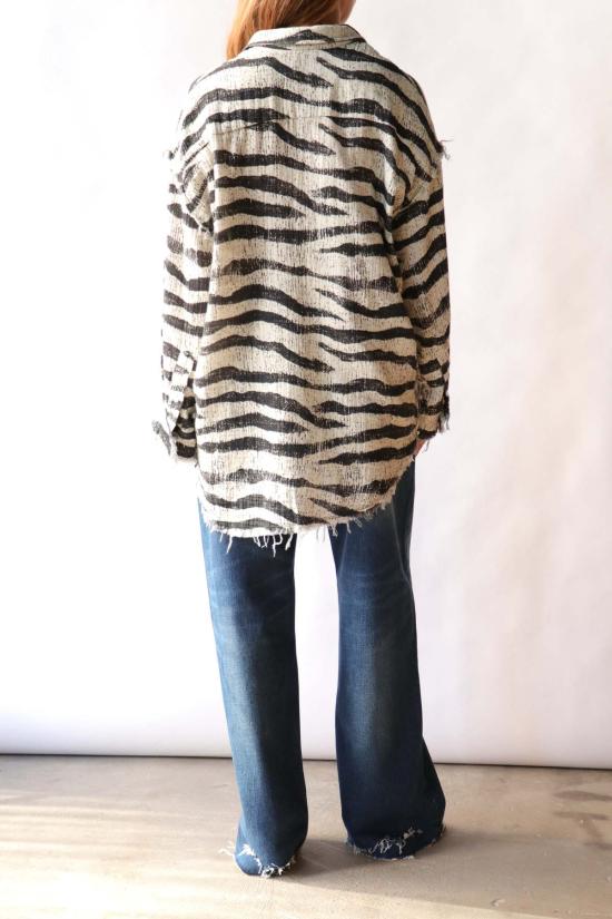  알13 탑 R13 슈레디드 솔기 드롭넥 셔츠 - R13