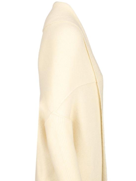  릭 오웬스 가디건 골지 니트 숄 칼라 오픈 프론트 롱 스웨터 화이트 - RICK OWENS