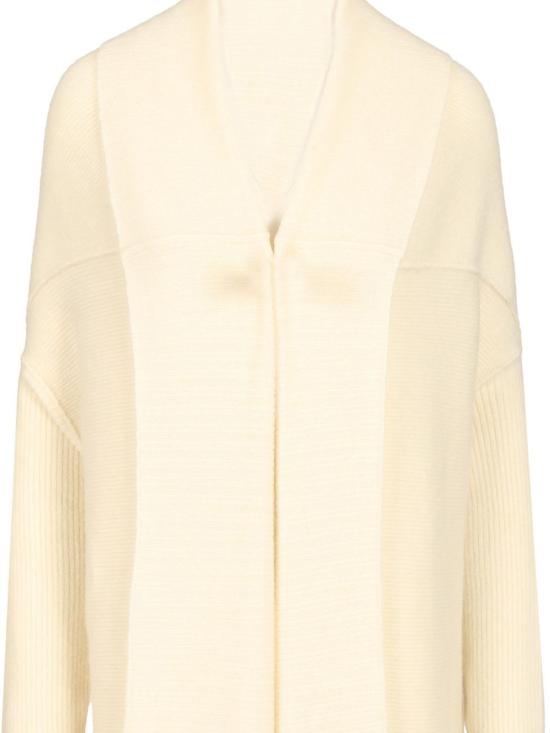  릭 오웬스 가디건 골지 니트 숄 칼라 오픈 프론트 롱 스웨터 화이트 - RICK OWENS