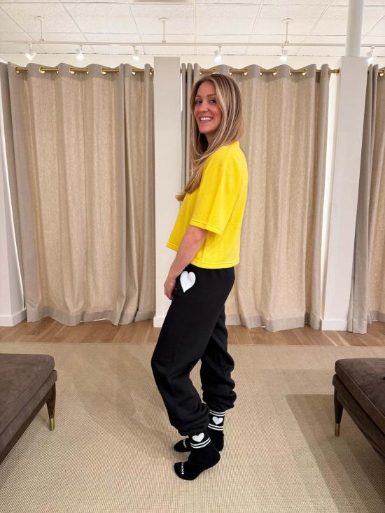  스프룸 스트레이트 팬츠 스프럼 하트 스웨트팬츠 블랙/화이트 - SPRWMN