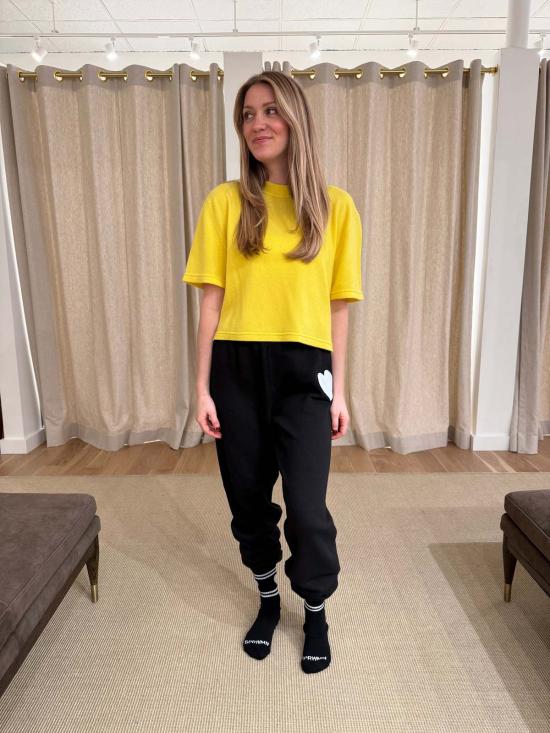  스프룸 스트레이트 팬츠 스프럼 하트 스웨트팬츠 블랙/화이트 - SPRWMN