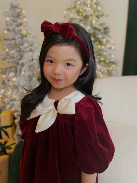  [키즈] Piper&Cloth 헤어 액세서리 면 벨벳 리본 헤어밴드 윈터베리 레드 - PIPER&CLOTH