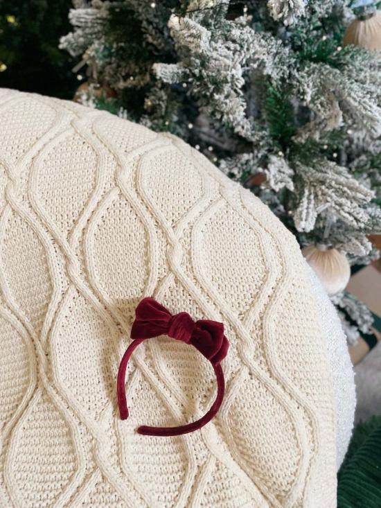  [키즈] Piper&Cloth 헤어 액세서리 면 벨벳 리본 헤어밴드 윈터베리 레드