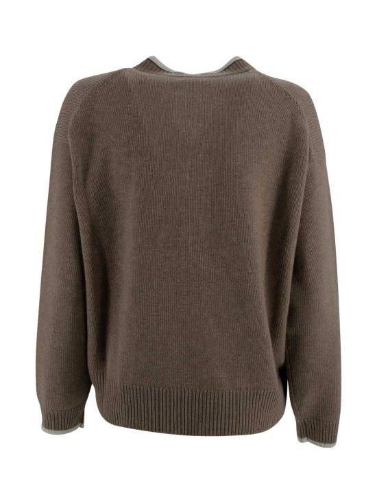  브루넬로 쿠치넬리 스웨터 Brunello Cucinelli V 넥  Castagna - BRUNELLO CUCINELLI
