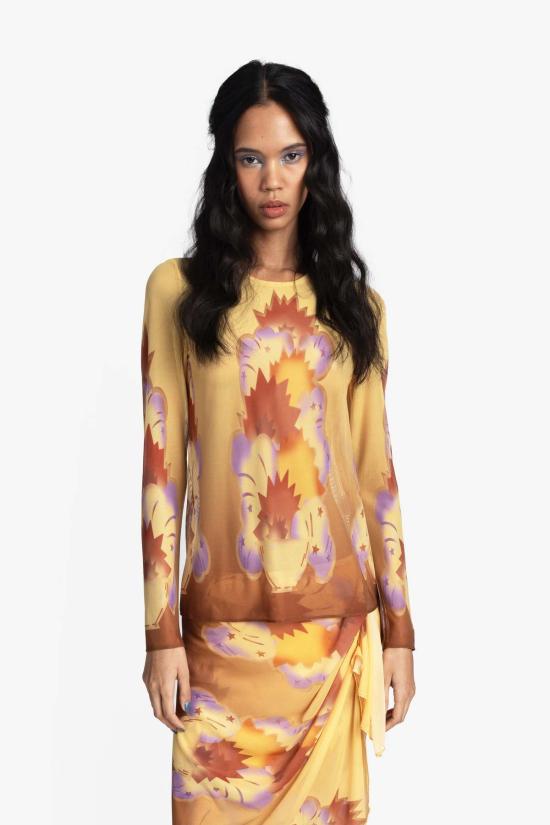  안나 수이 블라우스 선버스트 메쉬 탑