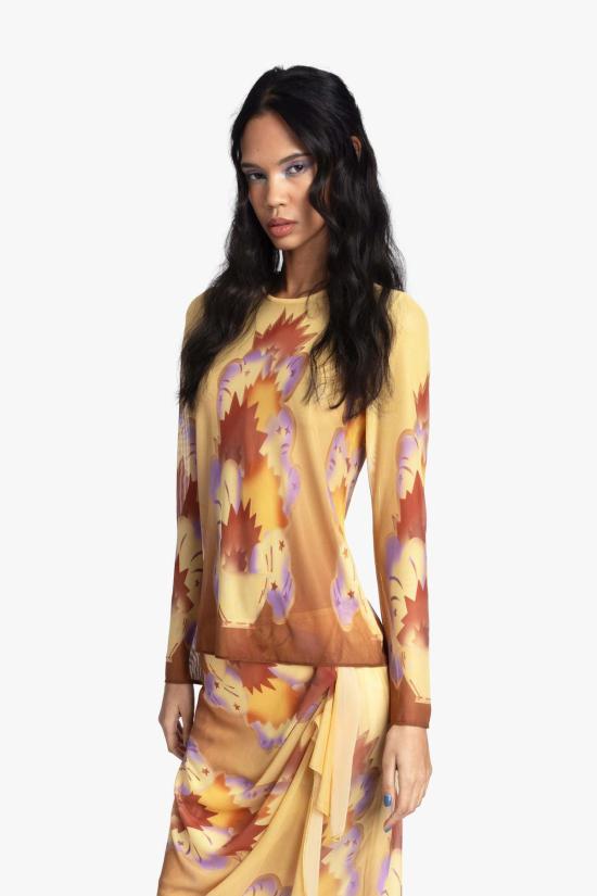  안나 수이 블라우스 선버스트 메쉬 탑 - ANNA SUI