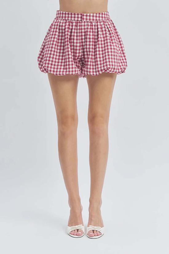  Maude Club 숏팬츠 모드 클럽 카프리 깅엄 버블 쇼트 베리 깅엄 - OTHER BRANDS