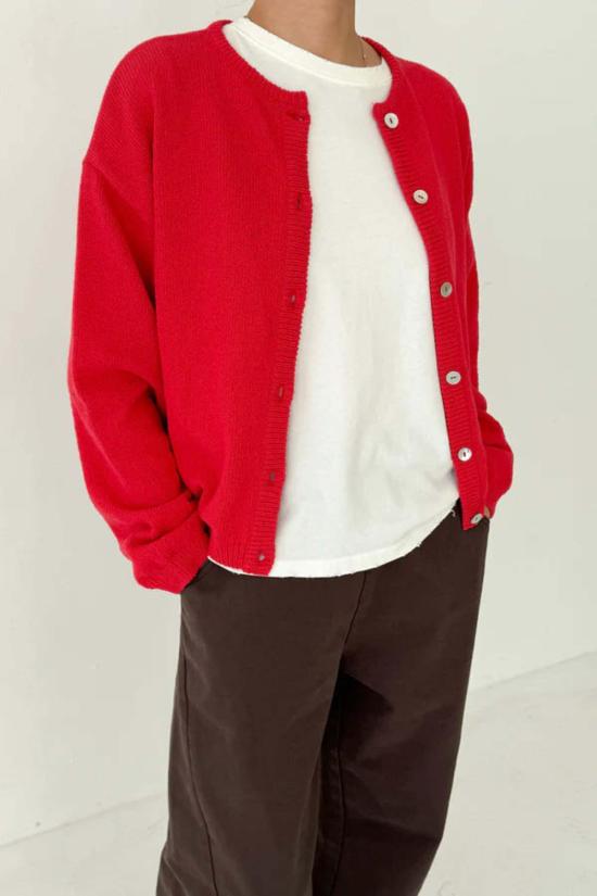  르 본 숍 가디건 르 본샵 레일라 코튼 카디건 칠리 - Le Bon Shoppe