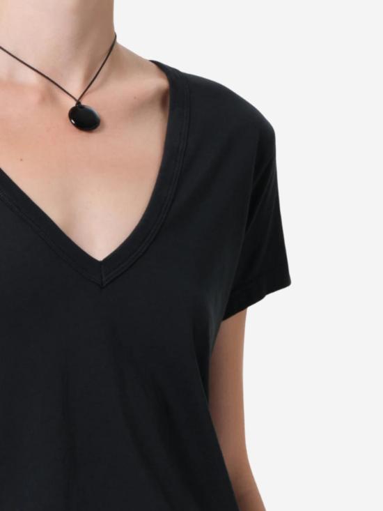  시티즌 오브 휴머니티 반팔 티셔츠 Citizens Of Humanity Hara V넥 티셔츠 워시드 블랙 - CITIZEN OF HUMANITY