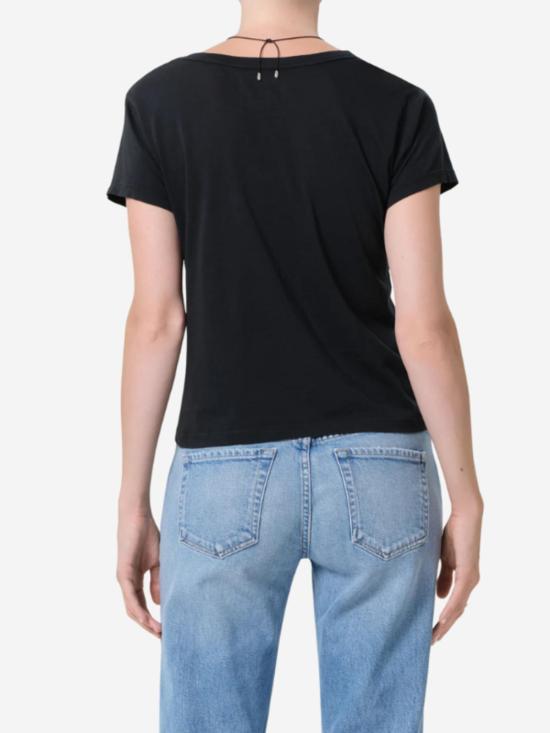  시티즌 오브 휴머니티 반팔 티셔츠 Citizens Of Humanity Hara V넥 티셔츠 워시드 블랙 - CITIZEN OF HUMANITY