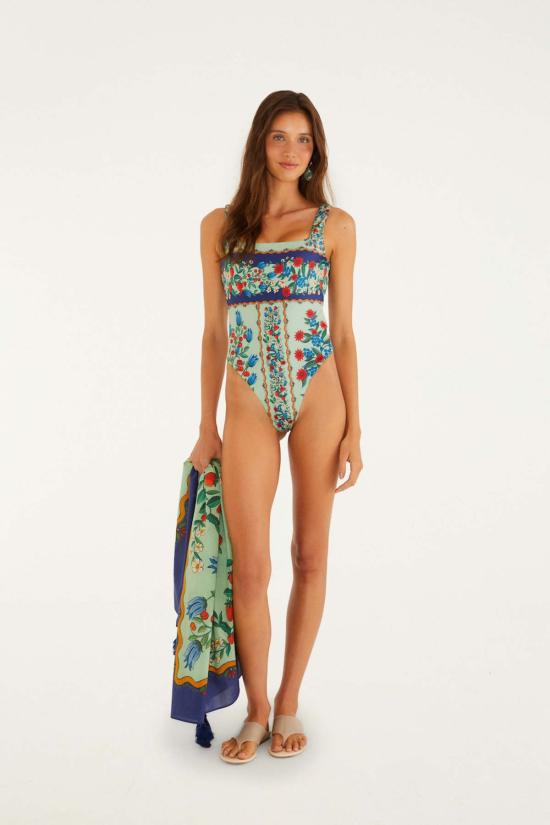  팜 리오 원피스 수영복 프루트 뷰티 페이디드 그린 사롱 프루트 뷰티 페이디드 그린